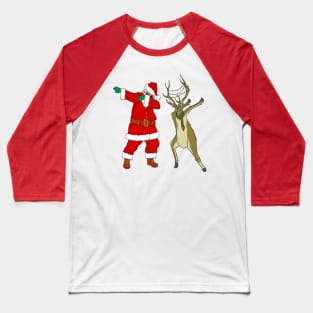 Dabbing Santa And Reindeer Christmas Dab Baseball T-Shirt